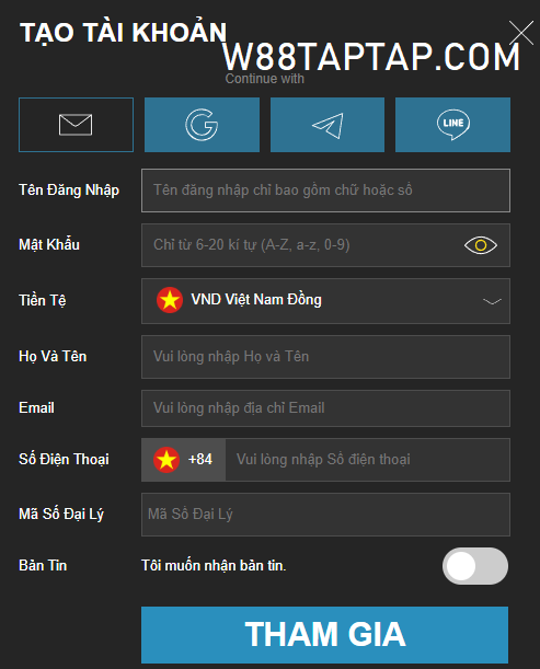 Thông tin đăng ký tài khoản