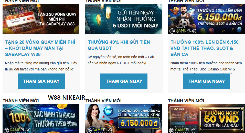 Nhận khuyến mãi W88