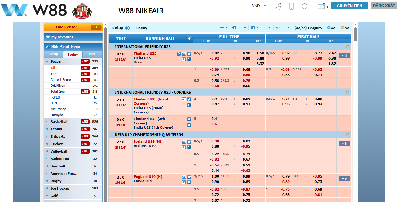 Sảnh CMD thể thao W88